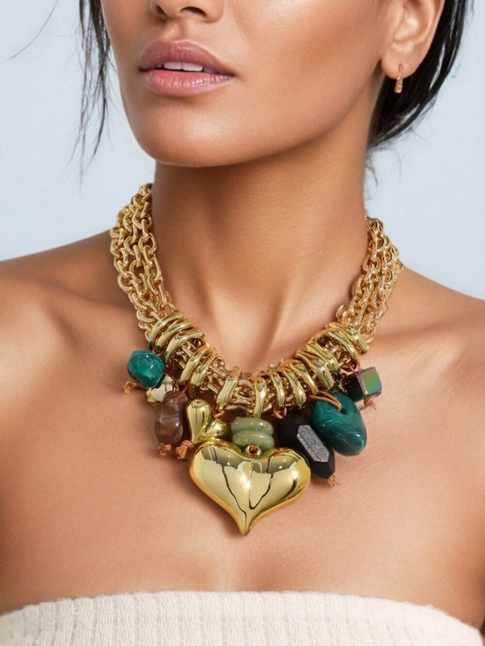 Women's Luxury Metal Chain Heart Pendant Necklace